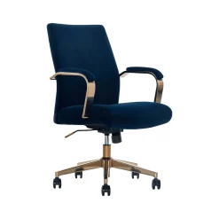 Ergonomic Chairs*Thomasville Furniture Joelle Ergonomic Fabric/Metal Desk Chair, (60068) Blue/Gold