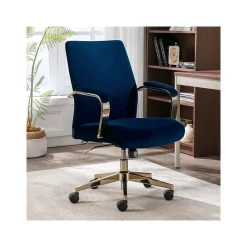 Ergonomic Chairs*Thomasville Furniture Joelle Ergonomic Fabric/Metal Desk Chair, (60068) Blue/Gold