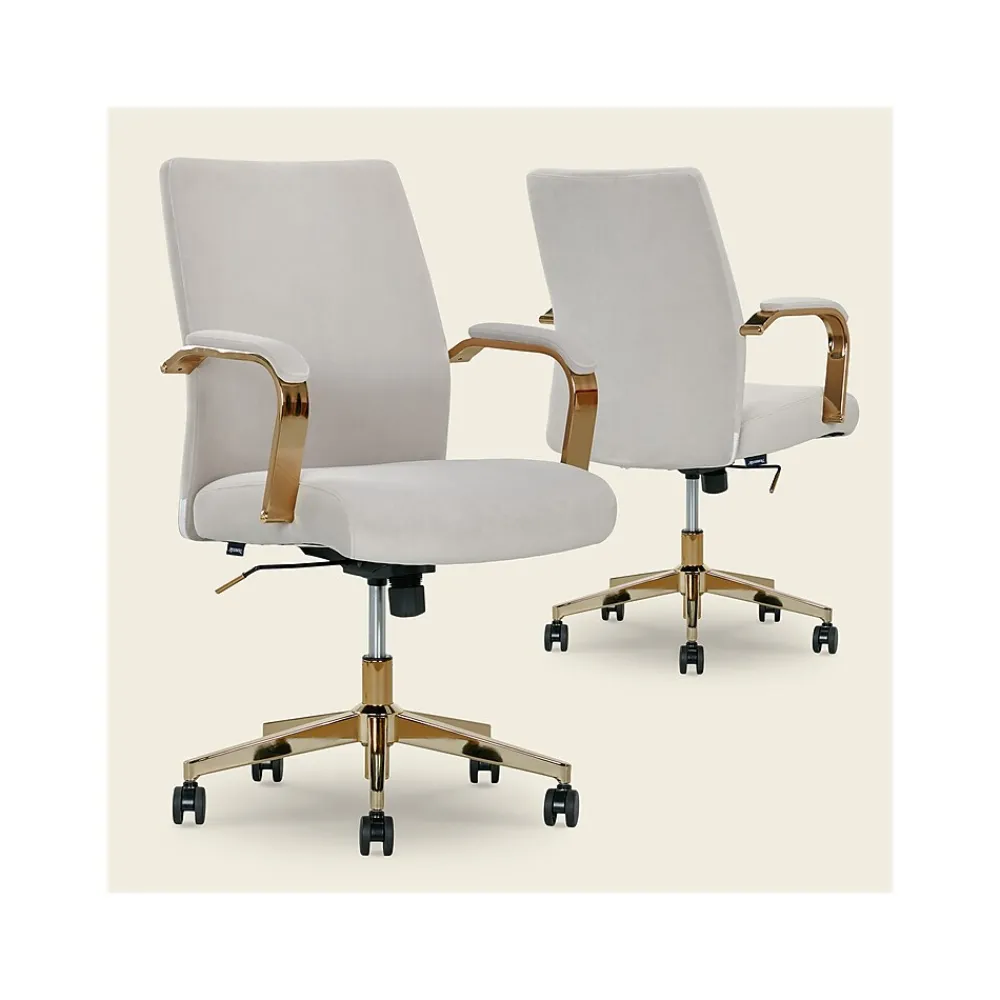 Ergonomic Chairs*Thomasville Furniture Jolie Ergonomic Fabric Swivel Desk Chair, (60068-LGRY) Light Gray