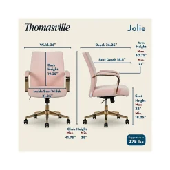 Office Chairs*Thomasville Furniture Jolie Ergonomic Fabric Swivel Desk Chair, (60068-BLSH) Blush