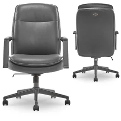 Office Chairs*Thomasville Furniture Upton Ergonomic Bonded Leather Swivel Manager Chair, Gray (51421-GRY)
