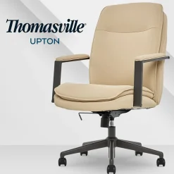Office Chairs*Thomasville Furniture Upton Ergonomic Bonded Leather Swivel Manager Chair, Cream (51421-CRM)