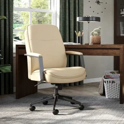 Office Chairs*Thomasville Furniture Upton Ergonomic Bonded Leather Swivel Manager Chair, Cream (51421-CRM)