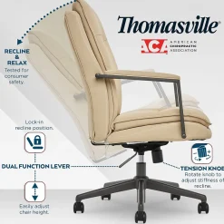 Office Chairs*Thomasville Furniture Upton Ergonomic Bonded Leather Swivel Manager Chair, Cream (51421-CRM)