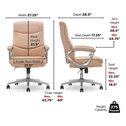 Ergonomic Chairs*Thomasville Furniture Thomasville Josephine Ergonomic Bonded Leather Swivel Manager Chair, (60071-BLSH) Blush
