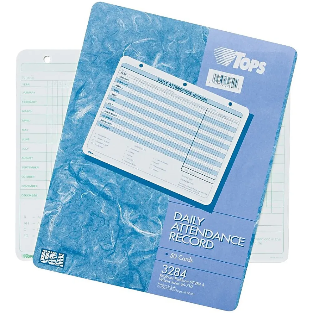 Hr Forms*TOPS ® Daily Attendance Record, Ruled, 1-Part, White, 11" x 8 1/2", 50/Pk 93284)