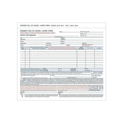 Business Forms*TOPS 3-Part Carbonless Bill of Lading, 8.5"L x 7.44"W, 250 Sets/Book, /Box (L3841)