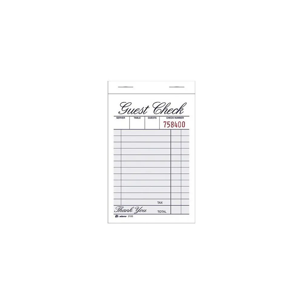 Business Forms*TOPS 1-Part Guest Check Pad, 12 Sets/Book (2100-12)