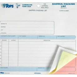 Business Forms*TOPS Snap-Off 3-Part Carbonless Packing Slips, 8-1/2" x 7", 50 Sets/Book (3834)