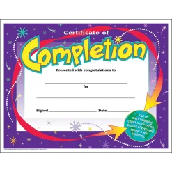 Awards & Certificates*Trend Enterprises Trend Certificate of Completion Colorful Classics Cert's., 30 CT (T-2963)