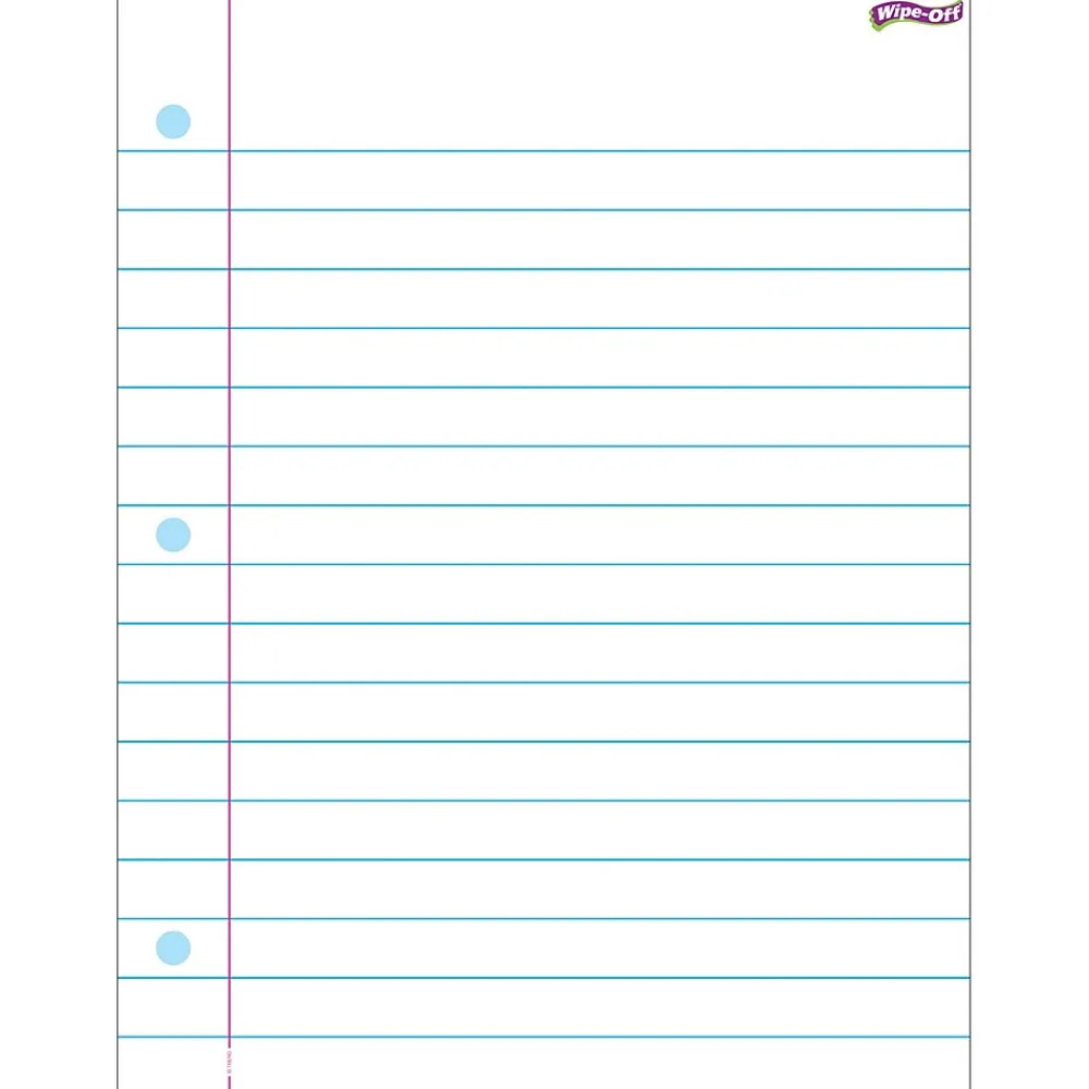 Dry Erase*Trend Enterprises Notebook Paper Wipe-Off Chart Laminated Paper Dry-Erase Whiteboard, 17" x 22", 6/Bundle (T-27308-6)