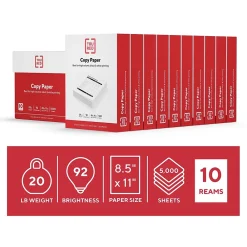 Copy Paper*TRU RED ™ 8.5" x 11" Copy Paper, 20 lbs., 92 Brightness, 500 Sheets/Ream, 10 Reams/Carton (TR56958)