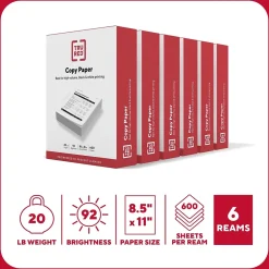 Large Quantity Paper*TRU RED ™ 8.5" x 11" Copy Paper, 20 lbs., 92 Brightness, 600 Sheets/Ream, 6 Reams/Carton (TR62091)