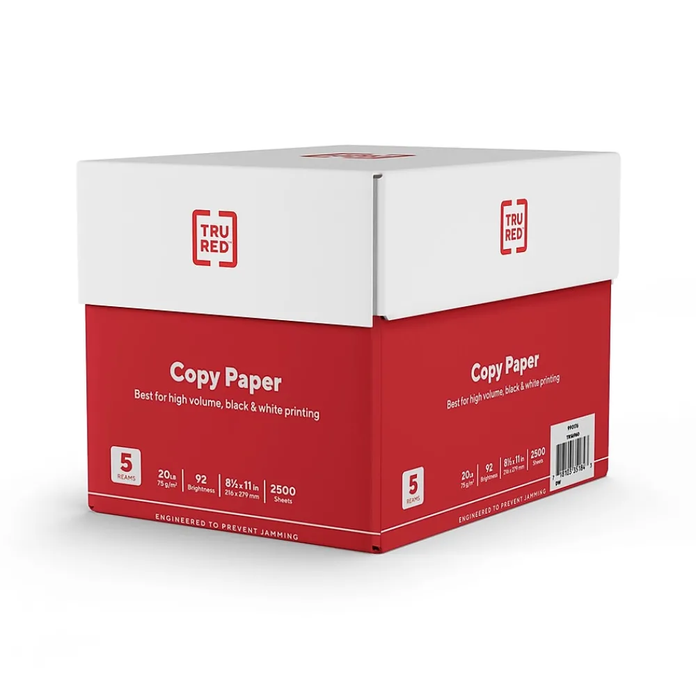 Large Quantity Paper*TRU RED ™ 8.5" x 11" Copy Paper, 20 lbs., 92 Brightness, 500 Sheets/Ream, 5 Reams/Carton (TR56960)