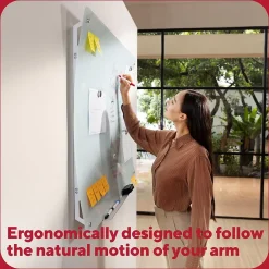 Dry Erase*TRU RED ™ Ergonomic Curved Magnetic Glass Dry-Erase Whiteboard, 4' x 3' (TR62094)