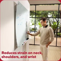 Dry Erase*TRU RED ™ Ergonomic Curved Magnetic Glass Dry-Erase Whiteboard, 4' x 3' (TR62094)