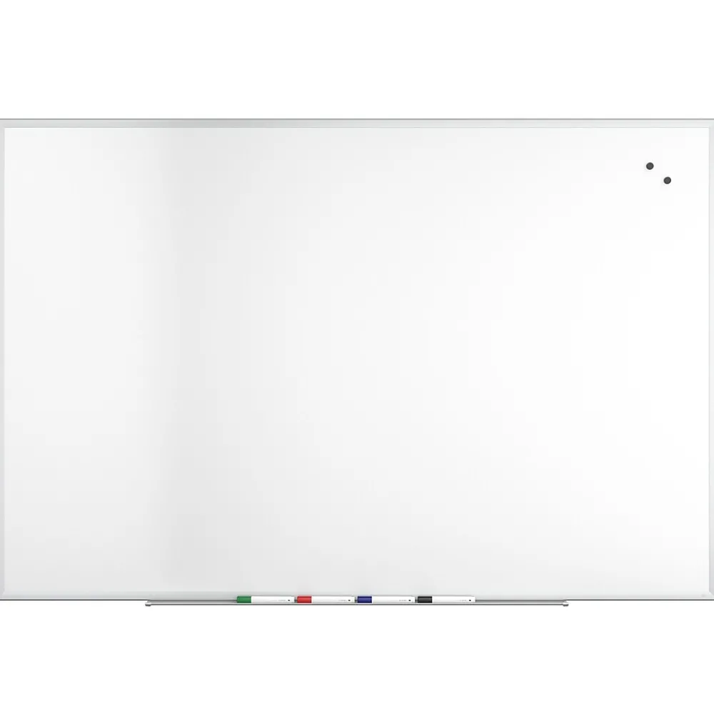 Dry Erase*TRU RED ™ Magnetic Steel Dry Erase Board, Satin Frame, 6' x 4' (TR61177)