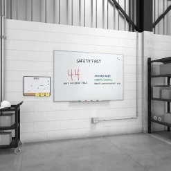 Dry Erase*TRU RED ™ Magnetic Steel Dry Erase Board, Satin Frame, 6' x 4' (TR61177)