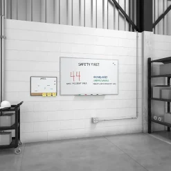 Dry Erase*TRU RED ™ Magnetic Steel Dry Erase Board, Satin Frame, 5' x 3' (TR61176)