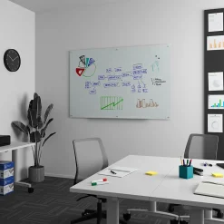Dry Erase*TRU RED ™ Magnetic Tempered Glass Dry Erase Board, White, 6' x 4' (TR61197)