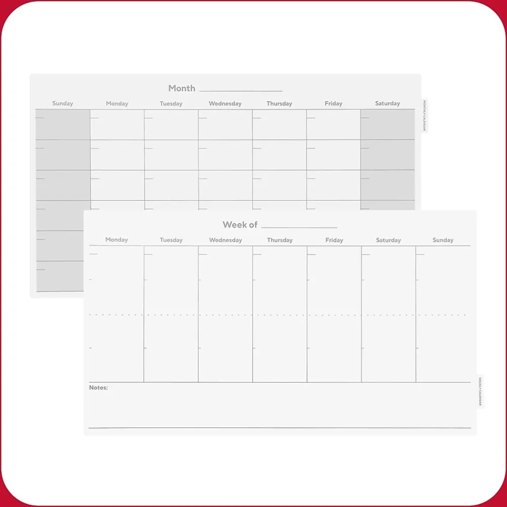 Dry Erase*TRU RED ™ Templated Magnetic Glass Dry-Erase Whiteboard, 3' x 2' (TR62139)