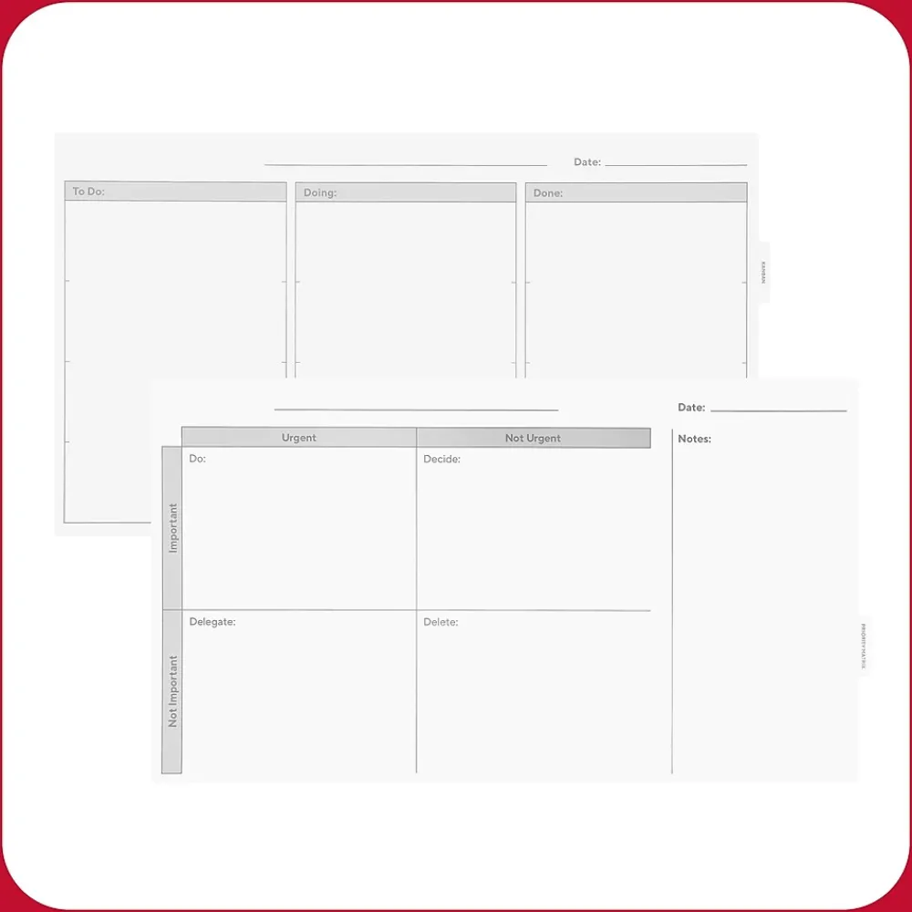 Dry Erase*TRU RED ™ Templated Magnetic Glass Dry-Erase Whiteboard, 3' x 2' (TR62139)
