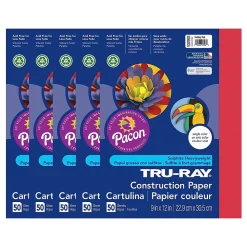 Construction Paper*Tru-Ray 9" x 12" Construction Paper, Holiday Red, 50 Sheets/Pack, 5 Packs/Bundle (PAC102993-5)