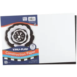 Construction Paper*Tru-Ray 12" x 18" Construction Paper, Black/White, 72 Sheets/Pack (P6677)