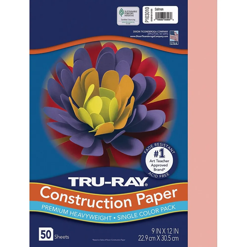 Construction Paper*Tru-Ray 9" x 12" Construction Paper, Salmon, 50 Sheets (P103010)