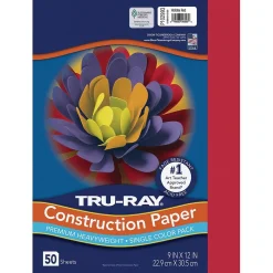 Construction Paper*Tru-Ray 9" x 12" Construction Paper, Holiday Red, 50 Sheets (P102993)