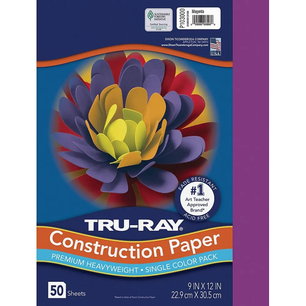 Construction Paper*Tru-Ray 9" x 12" Construction Paper, Magenta, 50 Sheets (P103000)