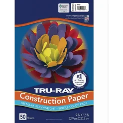 Construction Paper*Pacon Tru-Ray 9" x 12" Construction Paper, White, 50 Sheets (P103026)