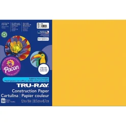 Construction Paper*Pacon Tru-Ray® Construction Paper, Gold, 12" x 18", 50 Sheets Per Pack, 5 Packs (PAC102998-5)