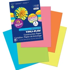 Construction Paper*Pacon Tru-Ray® Construction Paper, 5 Assorted Hot Colors, 9" x 12", 50 Sheets Per Pack, 5 Packs (PAC6596-5)