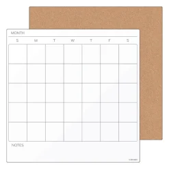 Dry Erase*U Brands Cork & Steel Combo Dry-Erase & Bulletin Board, Frameless, 1.17' x 1.17' (3889U00-01)