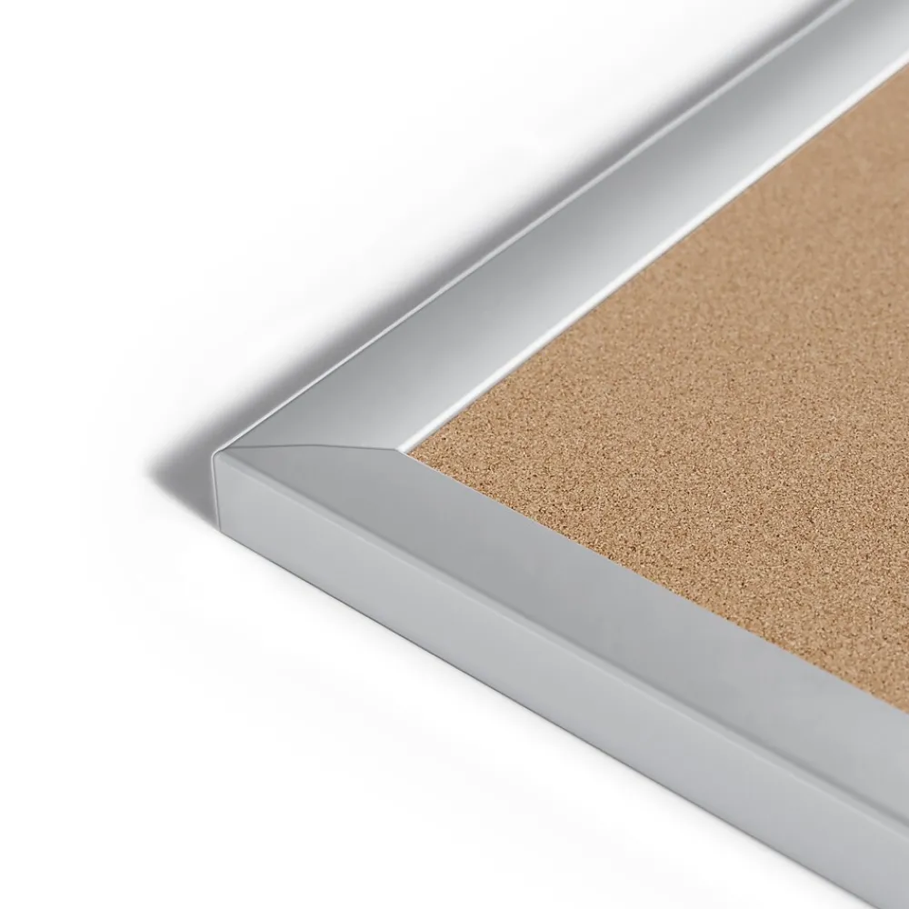 Bulletin*U Brands Cork Bulletin Board, 35" x 23", Silver Aluminum Frame