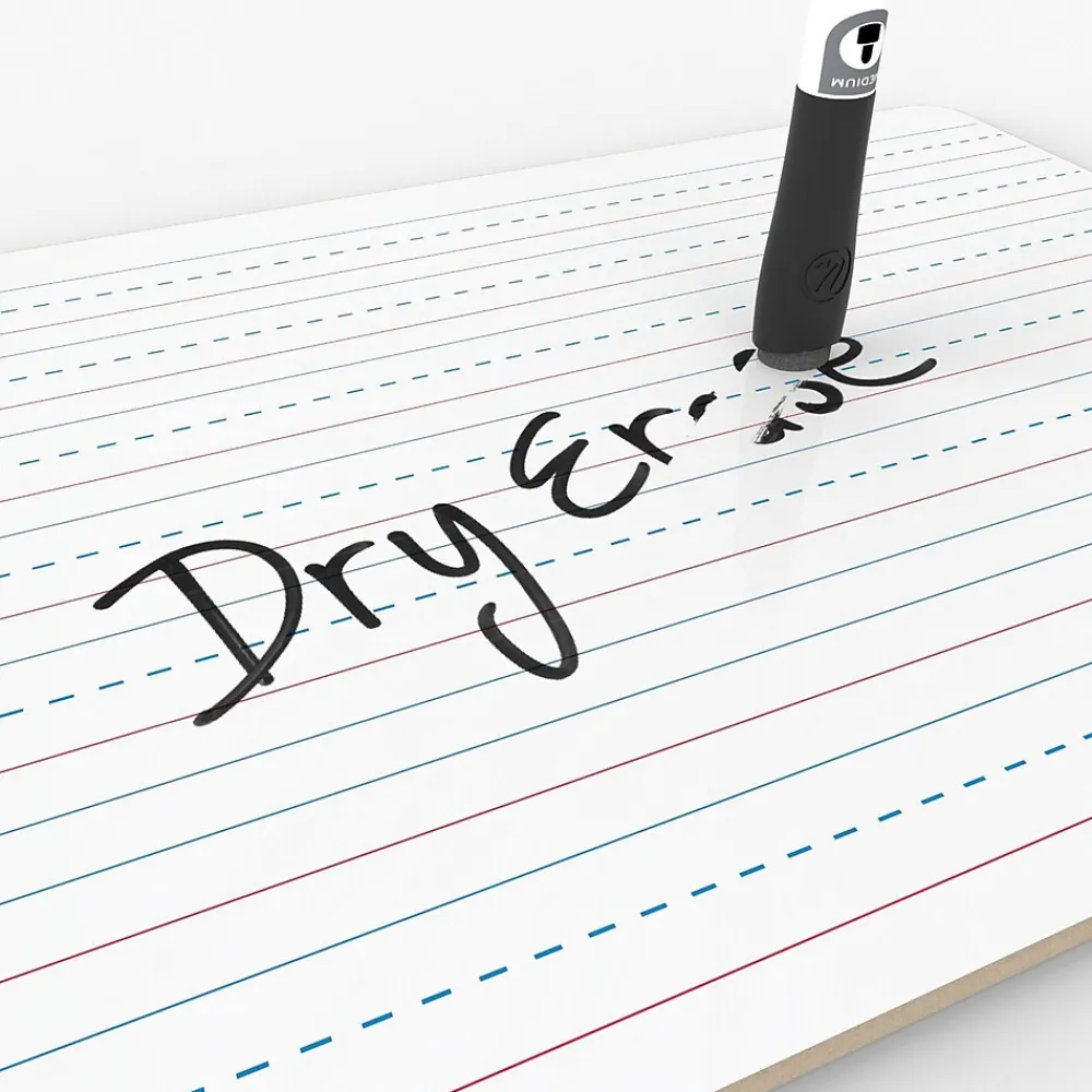 Dry Erase*U Brands Double Sided Dry Erase Student Boards, Ruled and Plain, 12" x 9", 10/Pack (483U00-01)