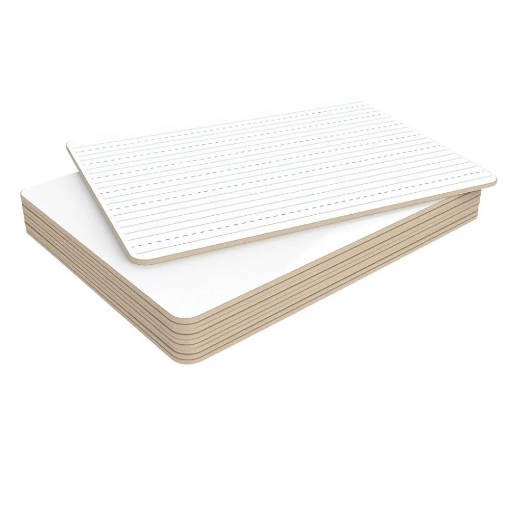 Dry Erase*U Brands Double Sided Dry Erase Student Boards, Ruled and Plain, 12" x 9", 10/Pack (483U00-01)