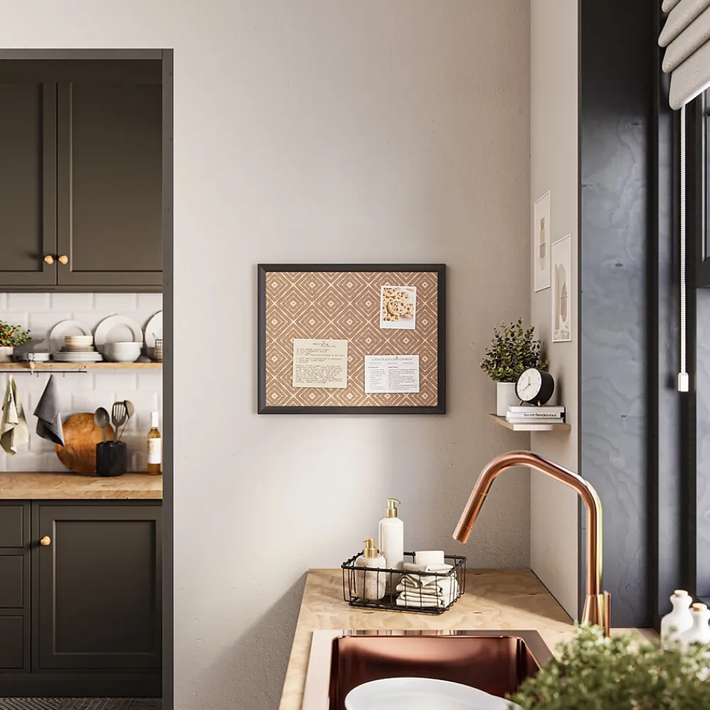 Bulletin*U Brands Fashion Cork Bulletin Board, Black Frame, 16"H x 20"W (2883U00-01)