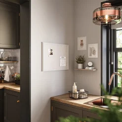 Bulletin*U Brands Linen Bulletin Board, 23" x 17", White Décor Frame