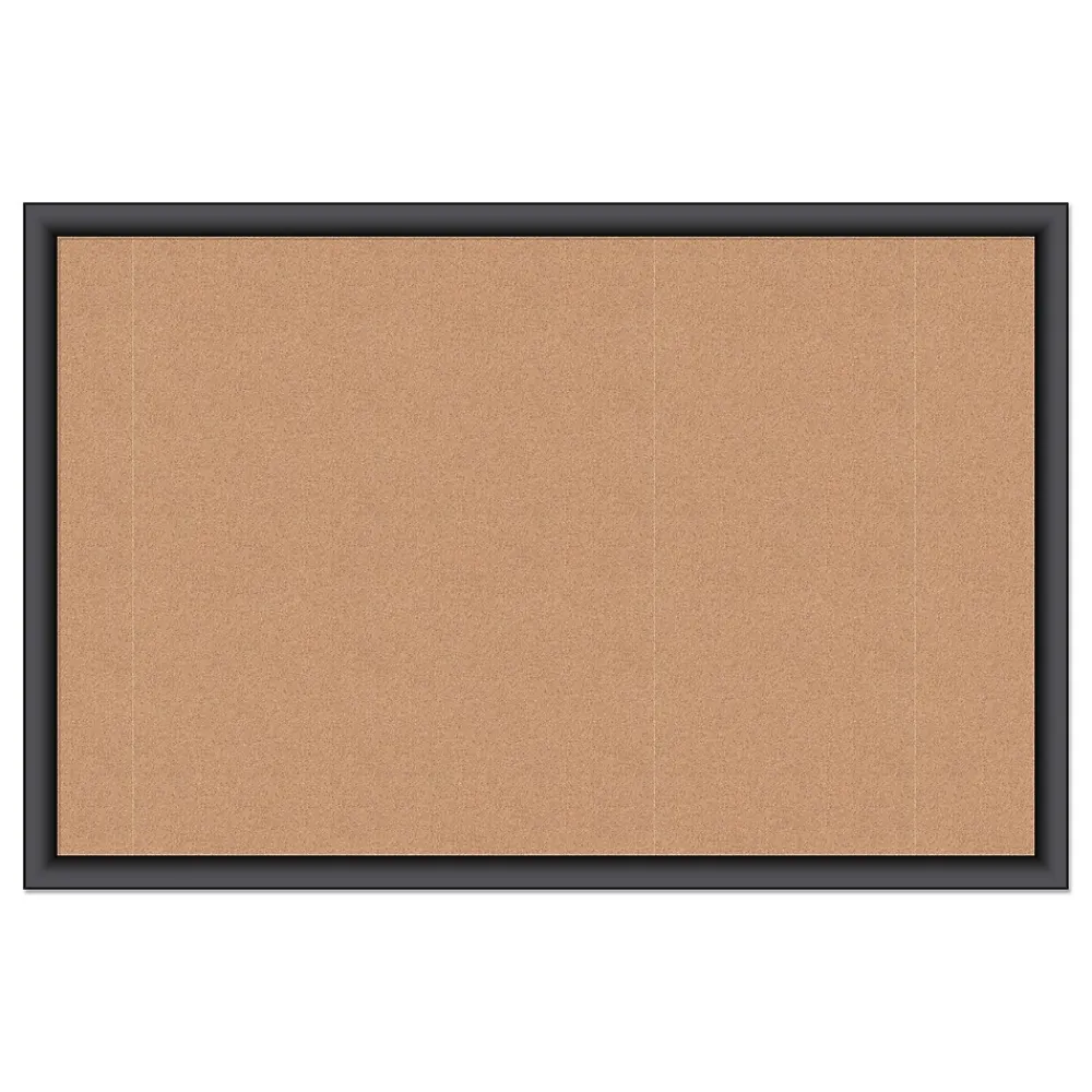Bulletin*U Brands Self-Healing Cork Bulletin Board, 35" x 23", Black Finish (00301AANNN)