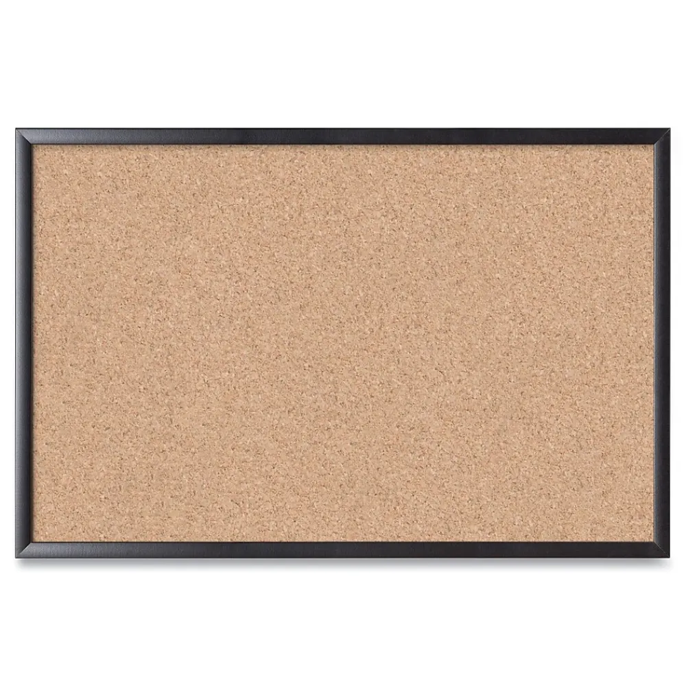 Bulletin*U Brands Self-Healing Cork Bulletin Board, 35" x 23", Black Finish (00301AANNN)