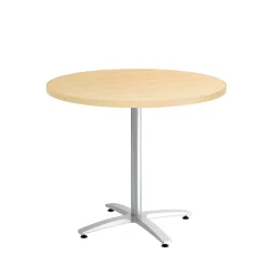 Conference Room Tables*Union & Scale ™ Multipurpose 36" Round Natural Maple Laminate Seated Height Silver Base Table (54789)