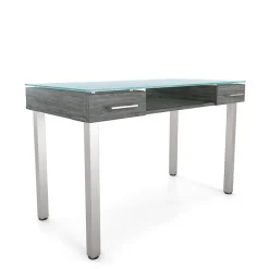 Office Desks*Union & Scale ™ Prestige 47"W Glass Computer and Writing Desk, Gray (UN56948)