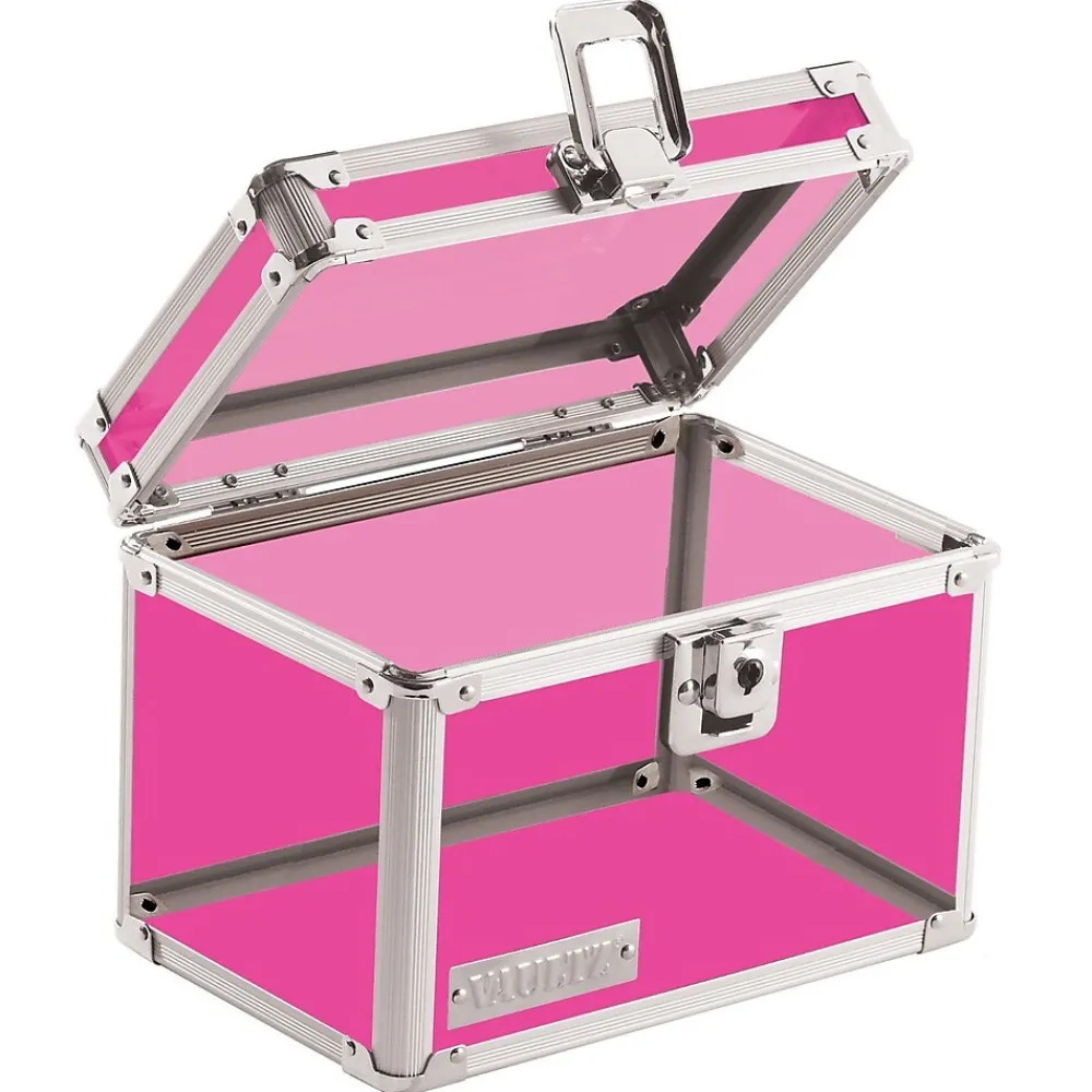 Index Cards*Vaultz ®, Locking 4" x 6" Index Card Box, Acrylic Pink (VZ00208)