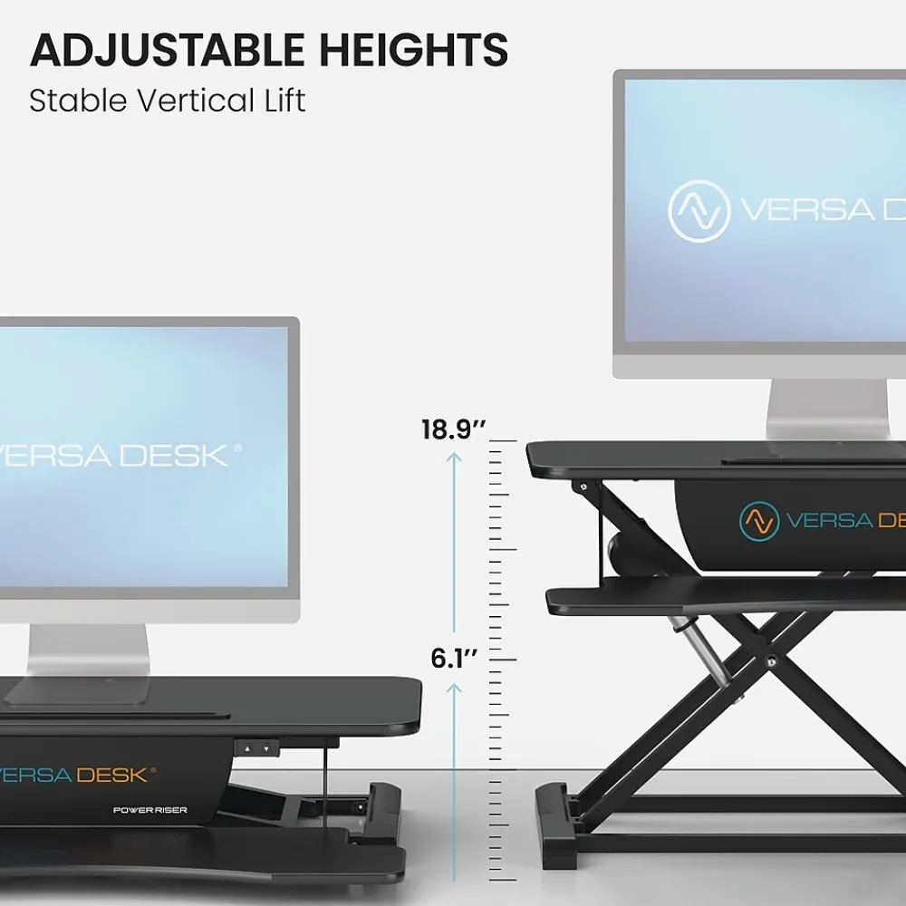 Standing Desks*VersaDesk Power Riser 32"W Electric Adjustable Standing Desk Converter, Black (VDPR3124-BB)