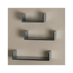 Shelving*V-Light Wood Wall-Mounted Shelves, Gray, 3/Pack (VW161011G)