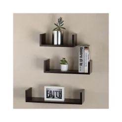 Shelving*V-Light Wood Wall-Mounted Shelves, Espresso, 3/Pack (VW161011E)