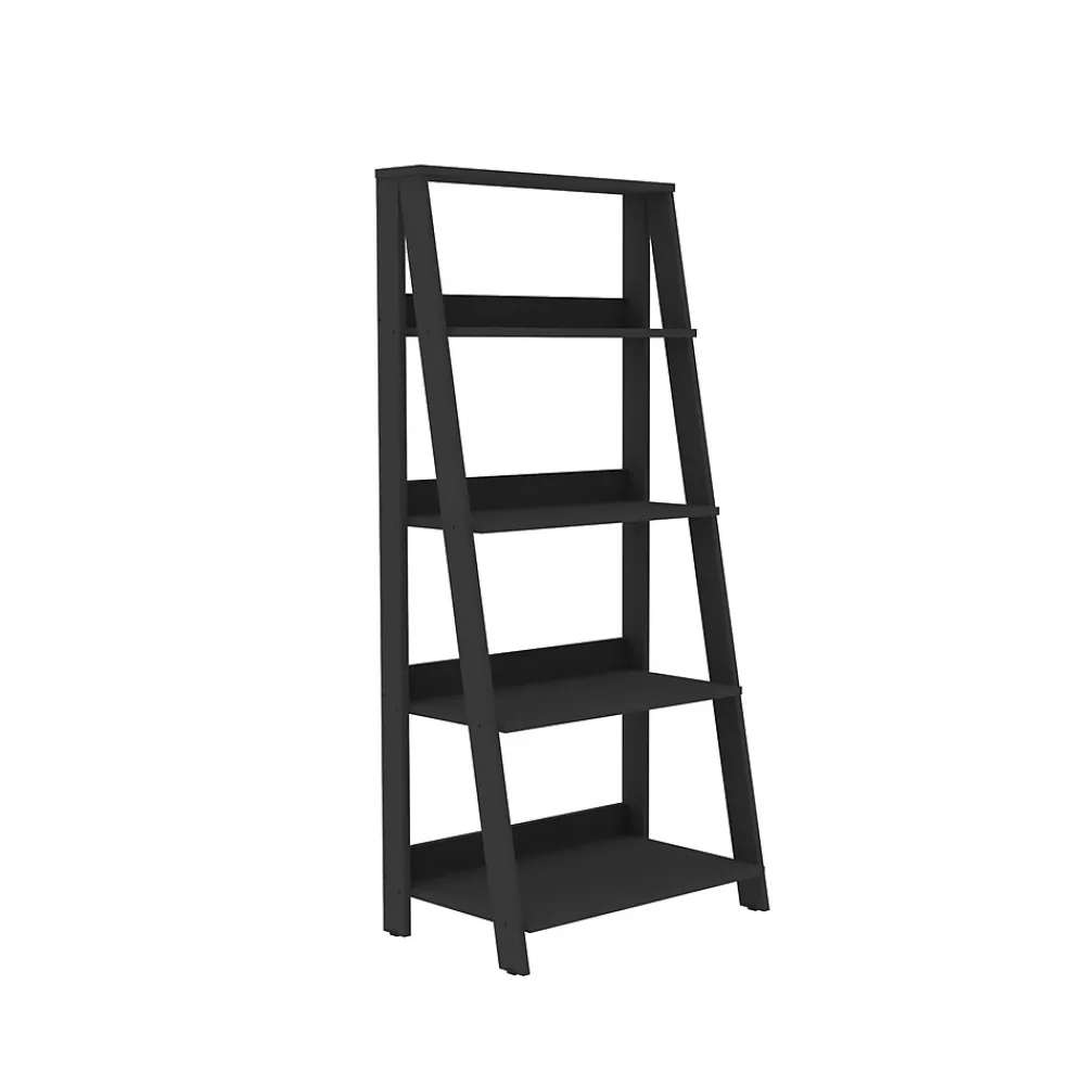 Shelving*Walker Edison 55" Wood Ladder Bookshelf - Black (SPS55LDBL)