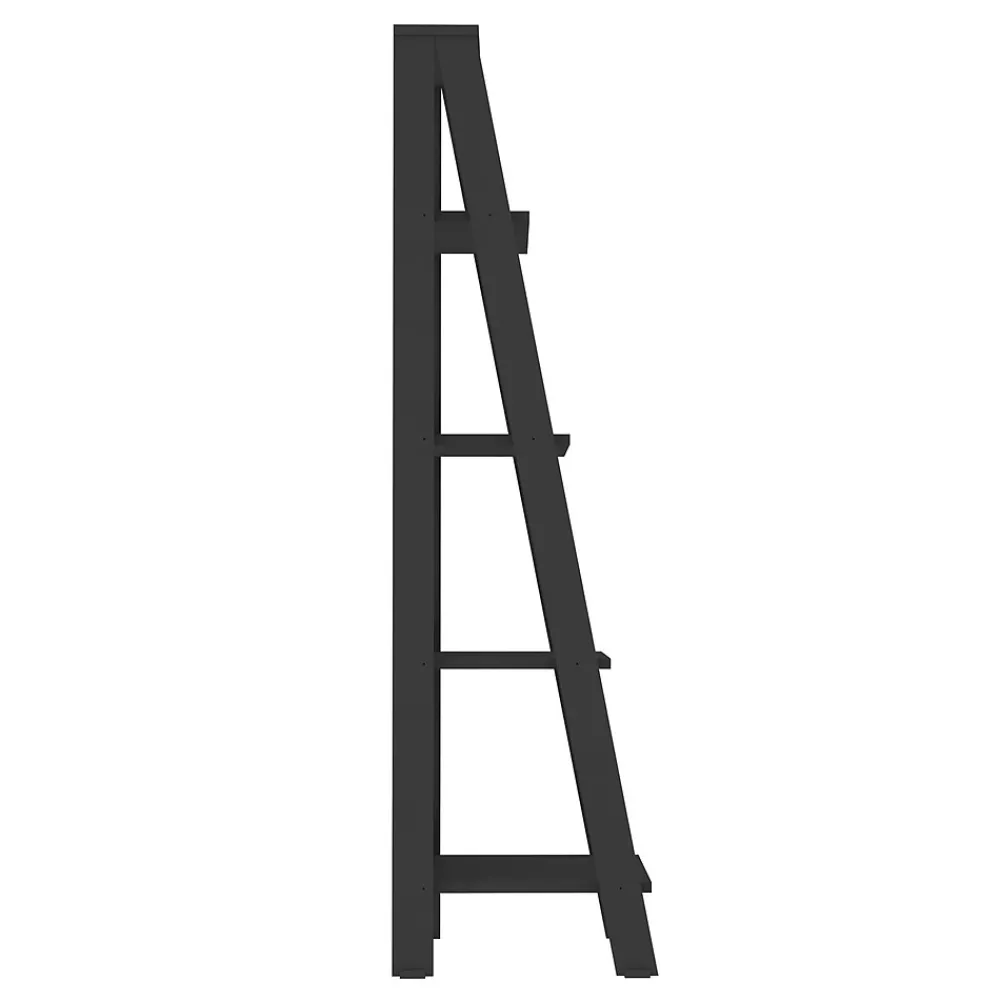 Shelving*Walker Edison 55" Wood Ladder Bookshelf - Black (SPS55LDBL)